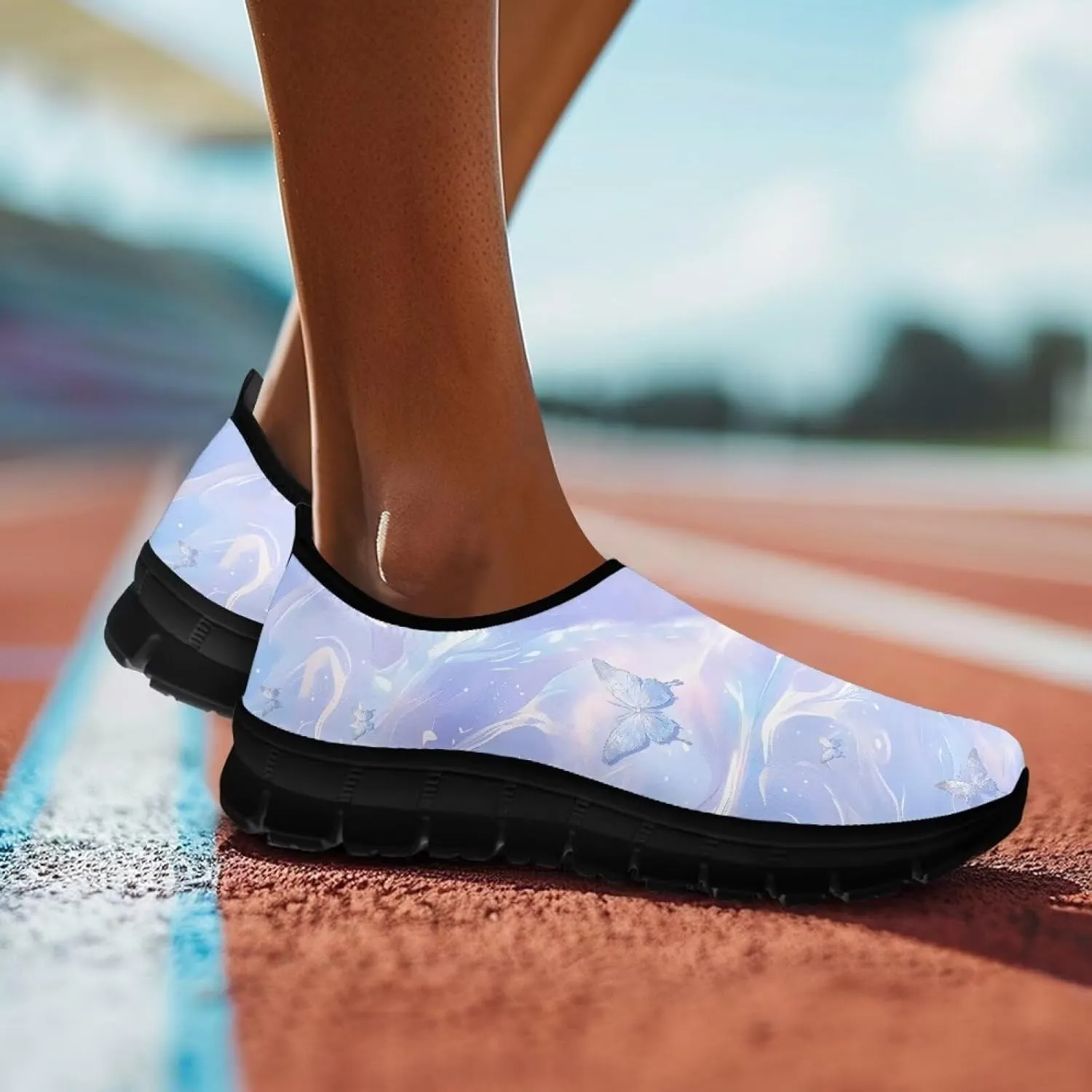 Women's Slip Ons Flat Lightweight Sneakers Walking Casual Loafers Comfortable Art Painted Travel Outdoor Shoes for Ladies US Size 5.5-11.5