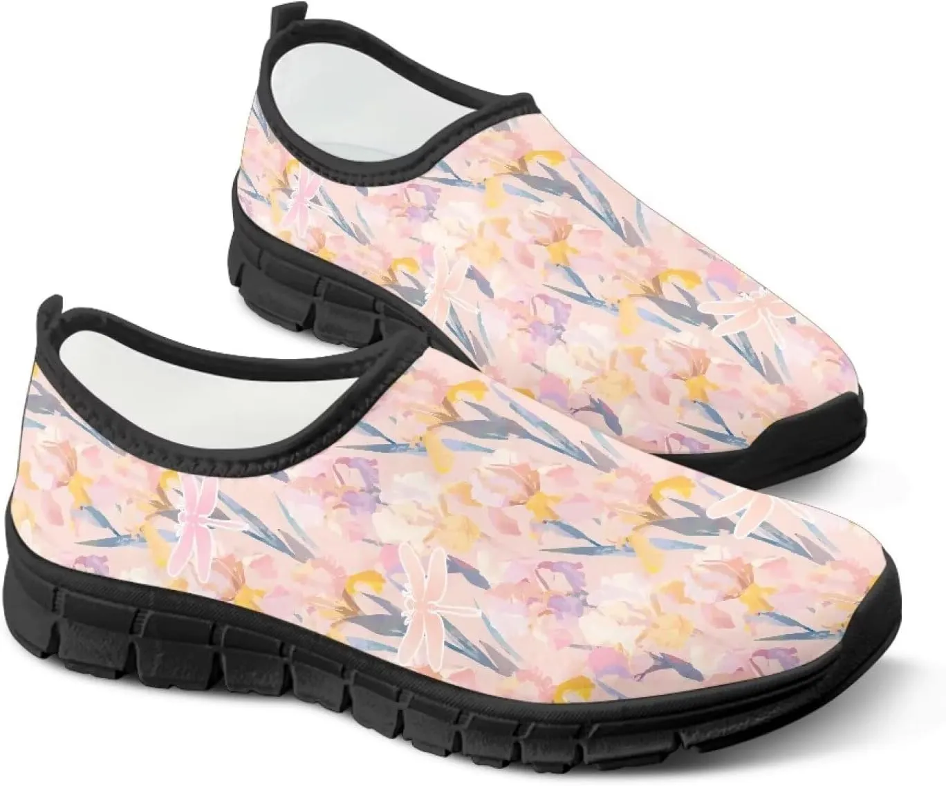 Women's Slip Ons Flat Lightweight Sneakers Walking Casual Loafers Comfortable Art Painted Travel Outdoor Shoes for Ladies US Size 5.5-11.5