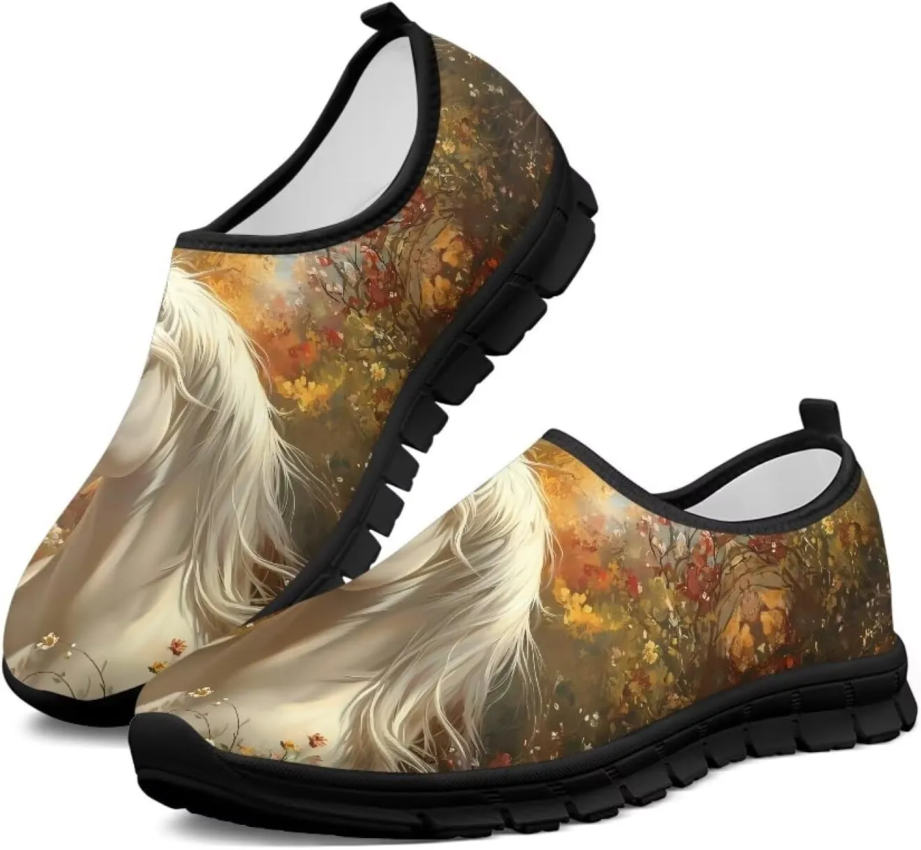Women's Slip Ons Flat Lightweight Sneakers Walking Casual Loafers Comfortable Art Painted Travel Outdoor Shoes for Ladies US Size 5.5-11.5