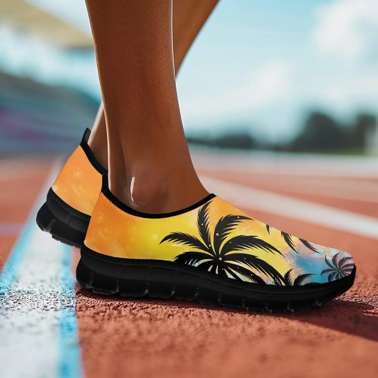 Women's Slip Ons Flat Lightweight Sneakers Walking Casual Loafers Comfortable Art Painted Travel Outdoor Shoes for Ladies US Size 5.5-11.5
