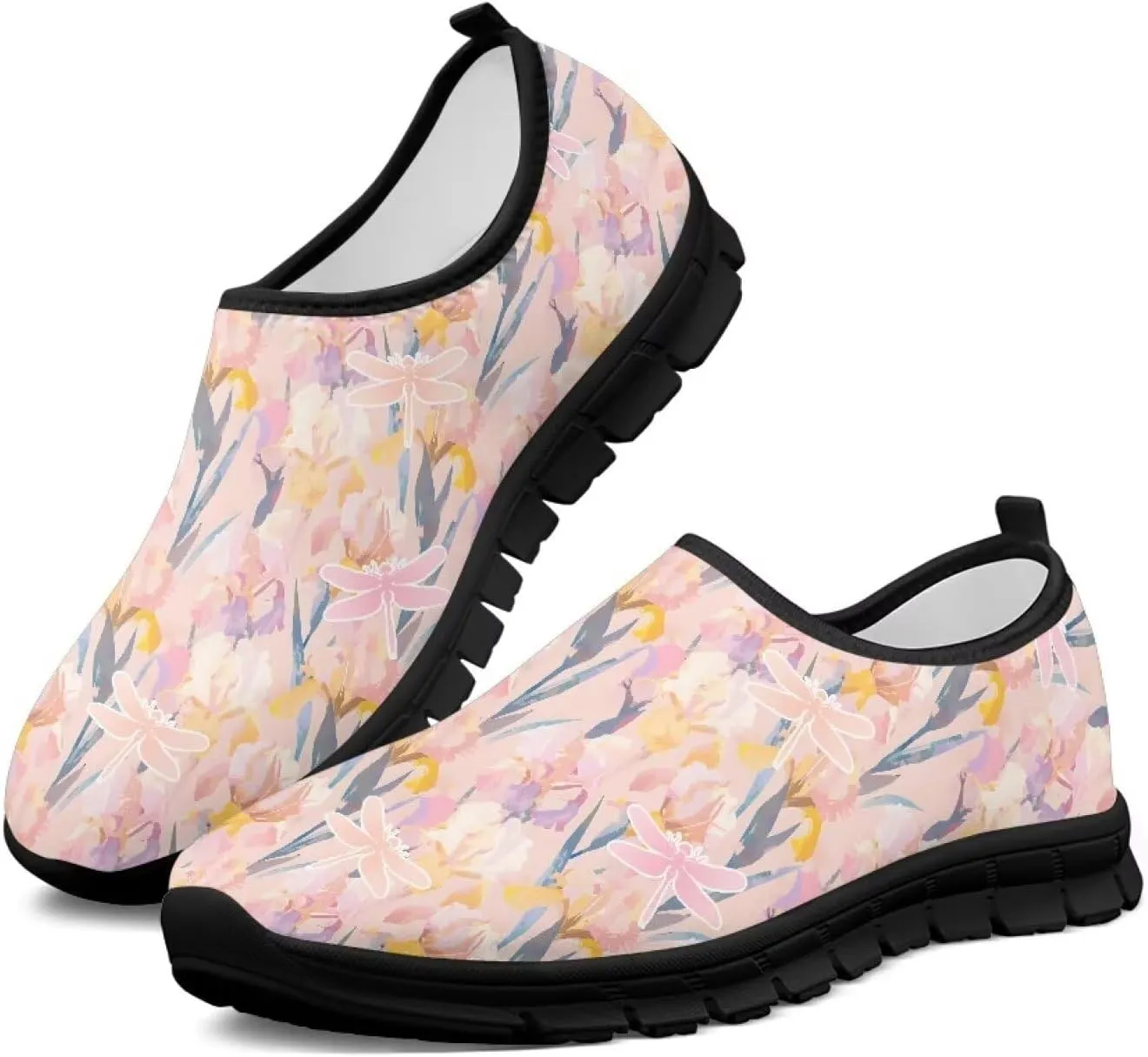Women's Slip Ons Flat Lightweight Sneakers Walking Casual Loafers Comfortable Art Painted Travel Outdoor Shoes for Ladies US Size 5.5-11.5