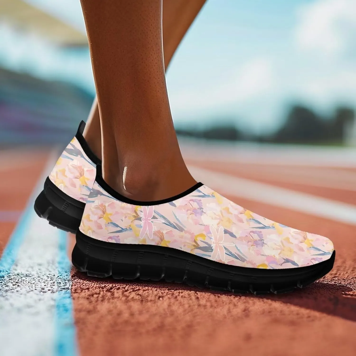 Women's Slip Ons Flat Lightweight Sneakers Walking Casual Loafers Comfortable Art Painted Travel Outdoor Shoes for Ladies US Size 5.5-11.5