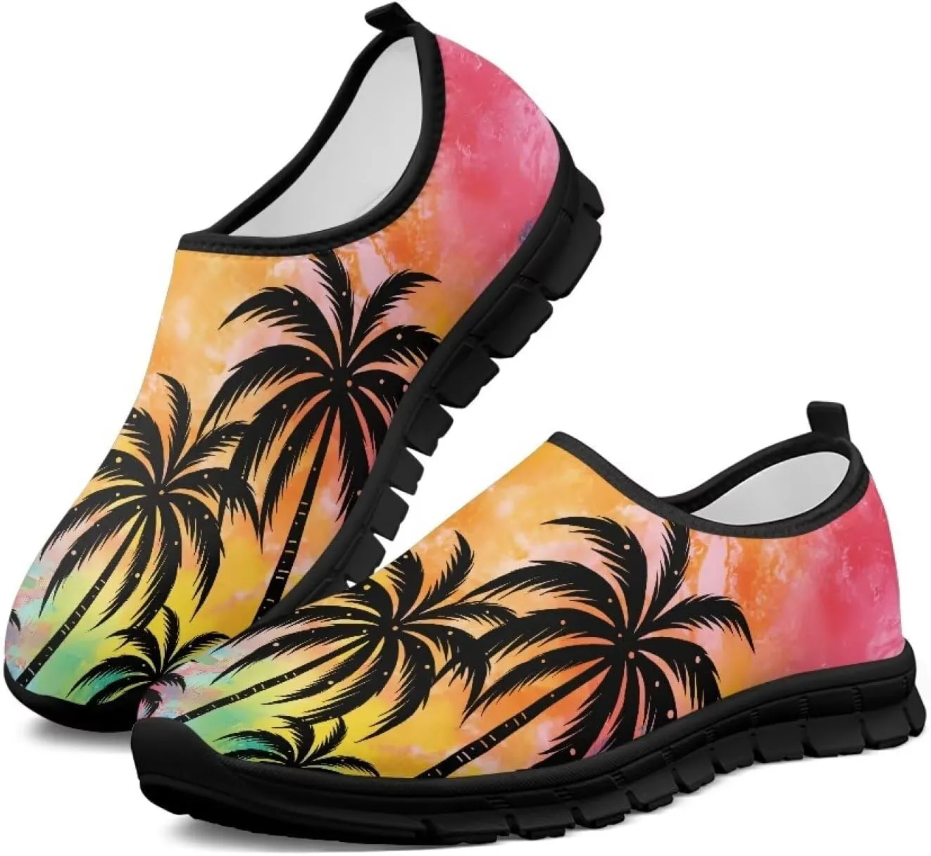 Women's Slip Ons Flat Lightweight Sneakers Walking Casual Loafers Comfortable Art Painted Travel Outdoor Shoes for Ladies US Size 5.5-11.5