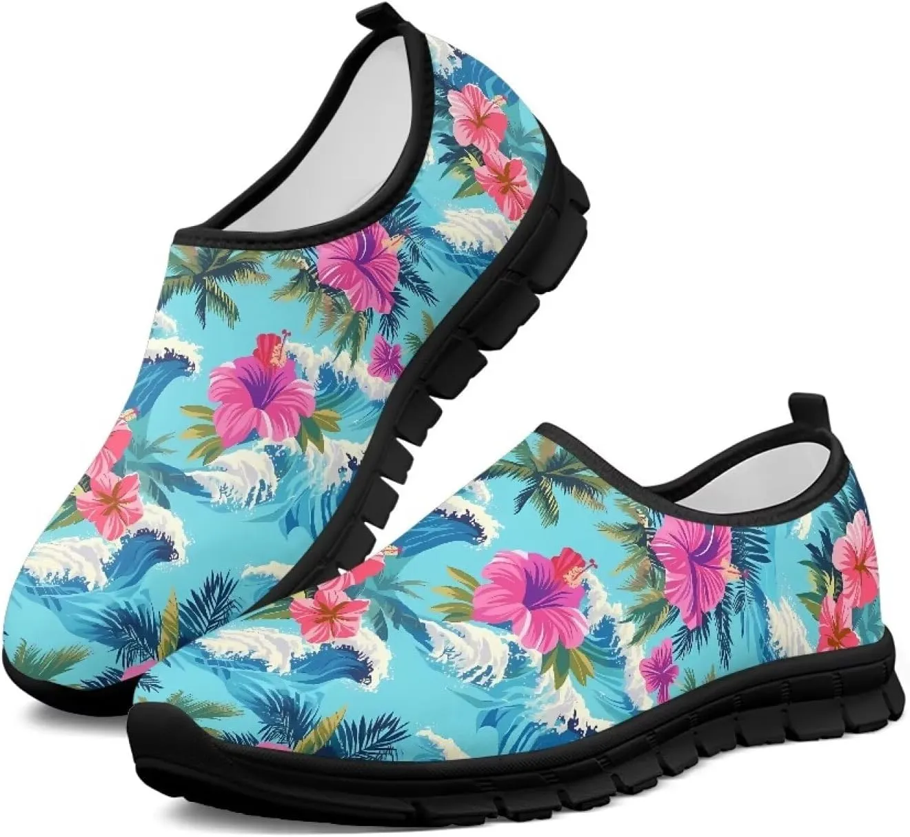 Women's Slip Ons Flat Lightweight Sneakers Walking Casual Loafers Comfortable Art Painted Travel Outdoor Shoes for Ladies US Size 5.5-11.5