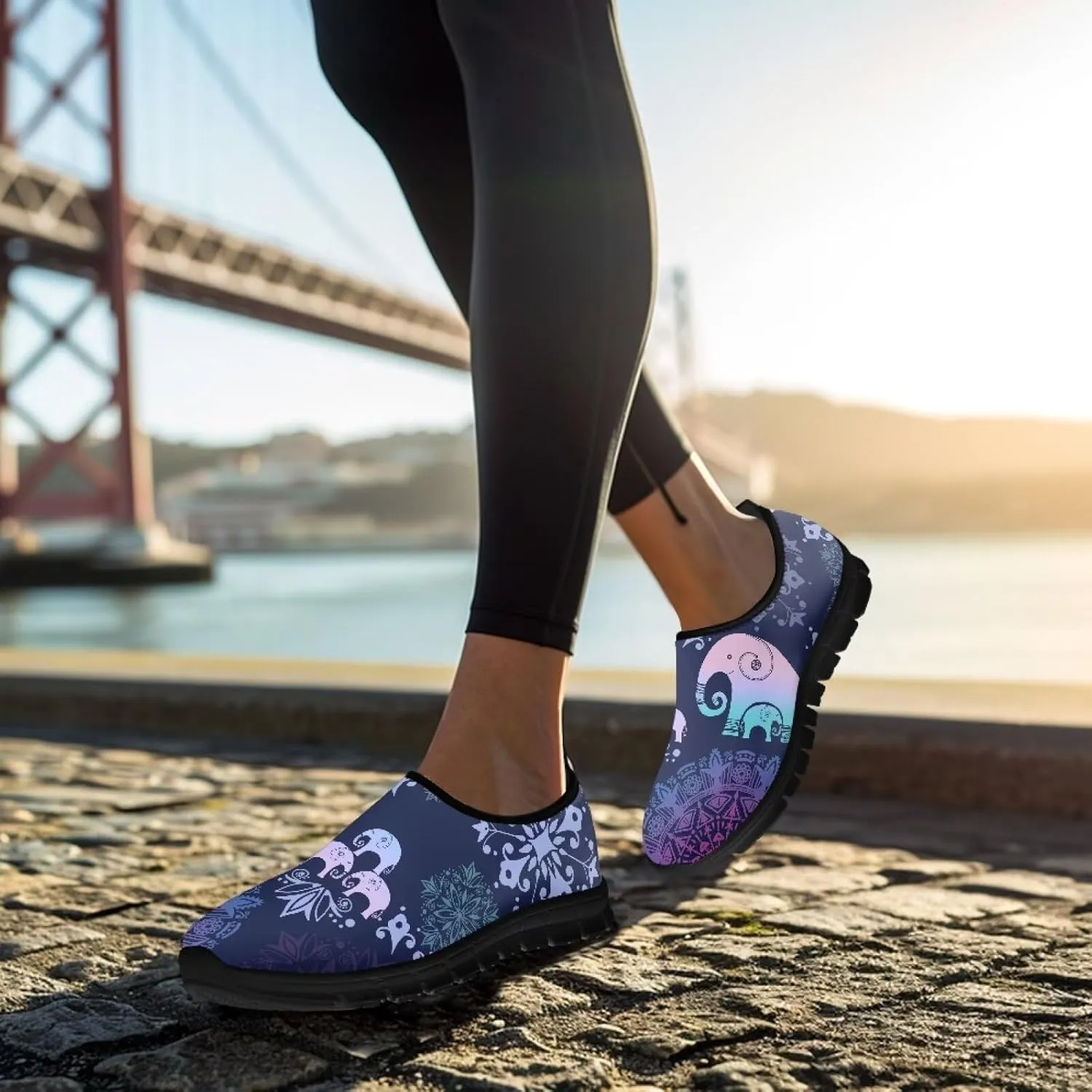 Women's Slip Ons Flat Lightweight Sneakers Walking Casual Loafers Comfortable Art Painted Travel Outdoor Shoes US Size 5.5-11.5