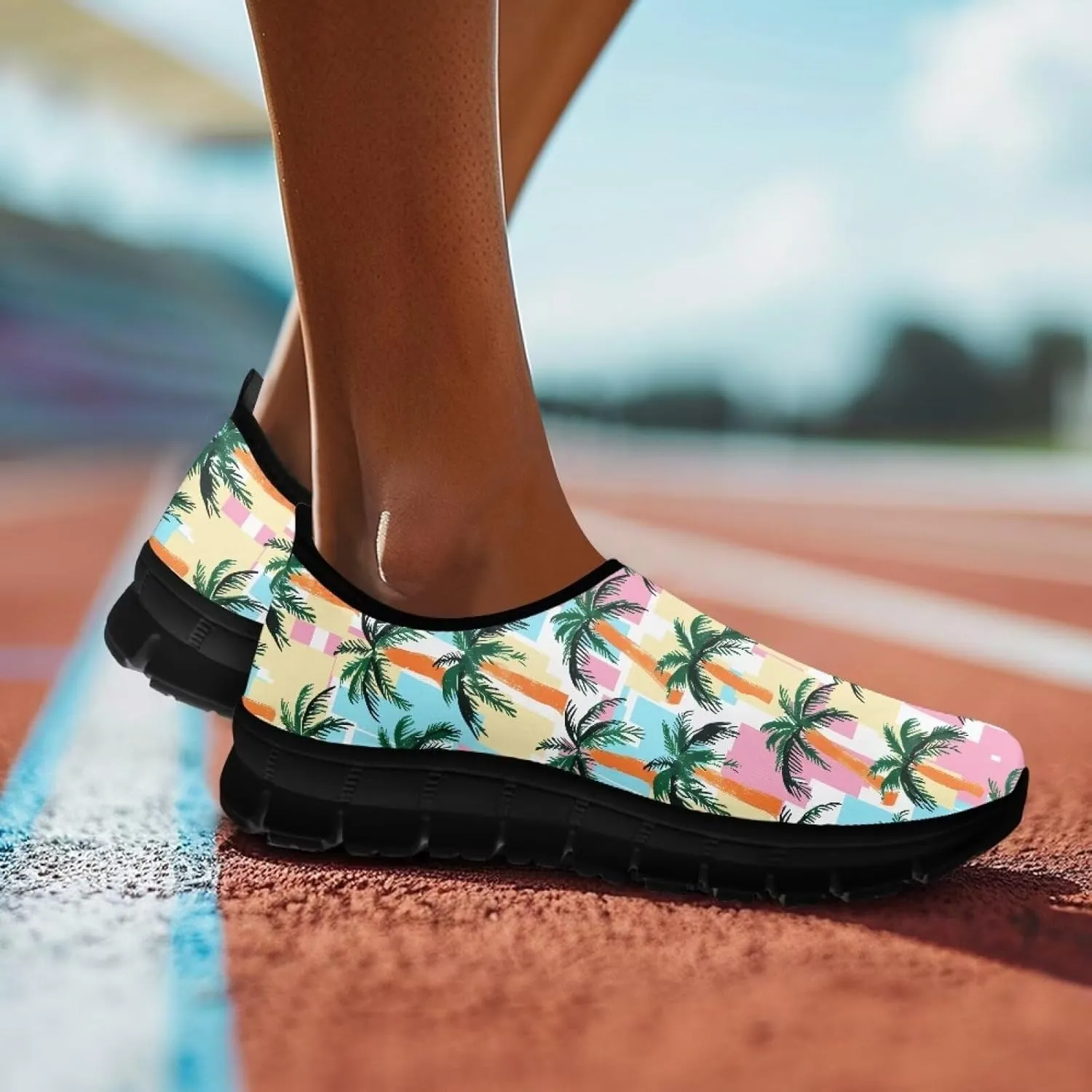 Women's Slip Ons Flat Lightweight Sneakers Walking Casual Loafers Comfortable Art Painted Travel Outdoor Shoes US Size 5.5-11.5