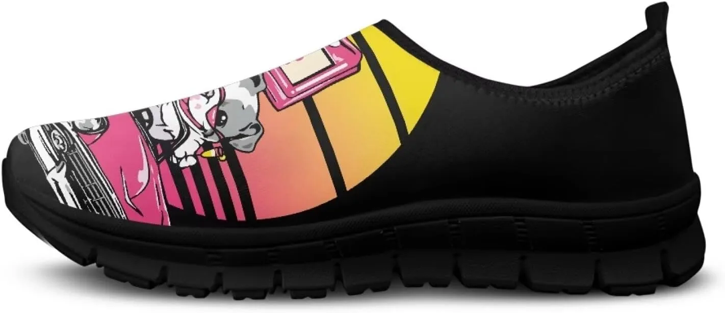 Women's Slip Ons Flat Lightweight Sneakers Walking Casual Loafers Comfortable Art Painted Travel Outdoor Shoes US Size 5.5-11.5