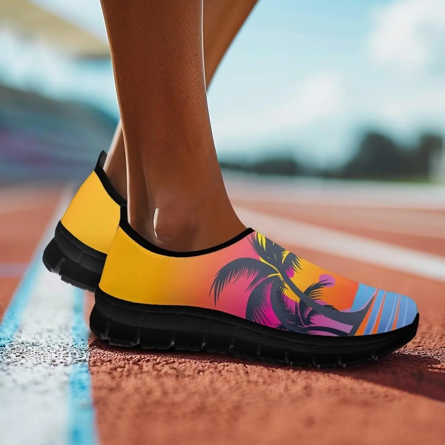 Women's Slip Ons Flat Lightweight Sneakers Walking Casual Loafers Comfortable Art Painted Travel Outdoor Shoes US Size 5.5-11.5