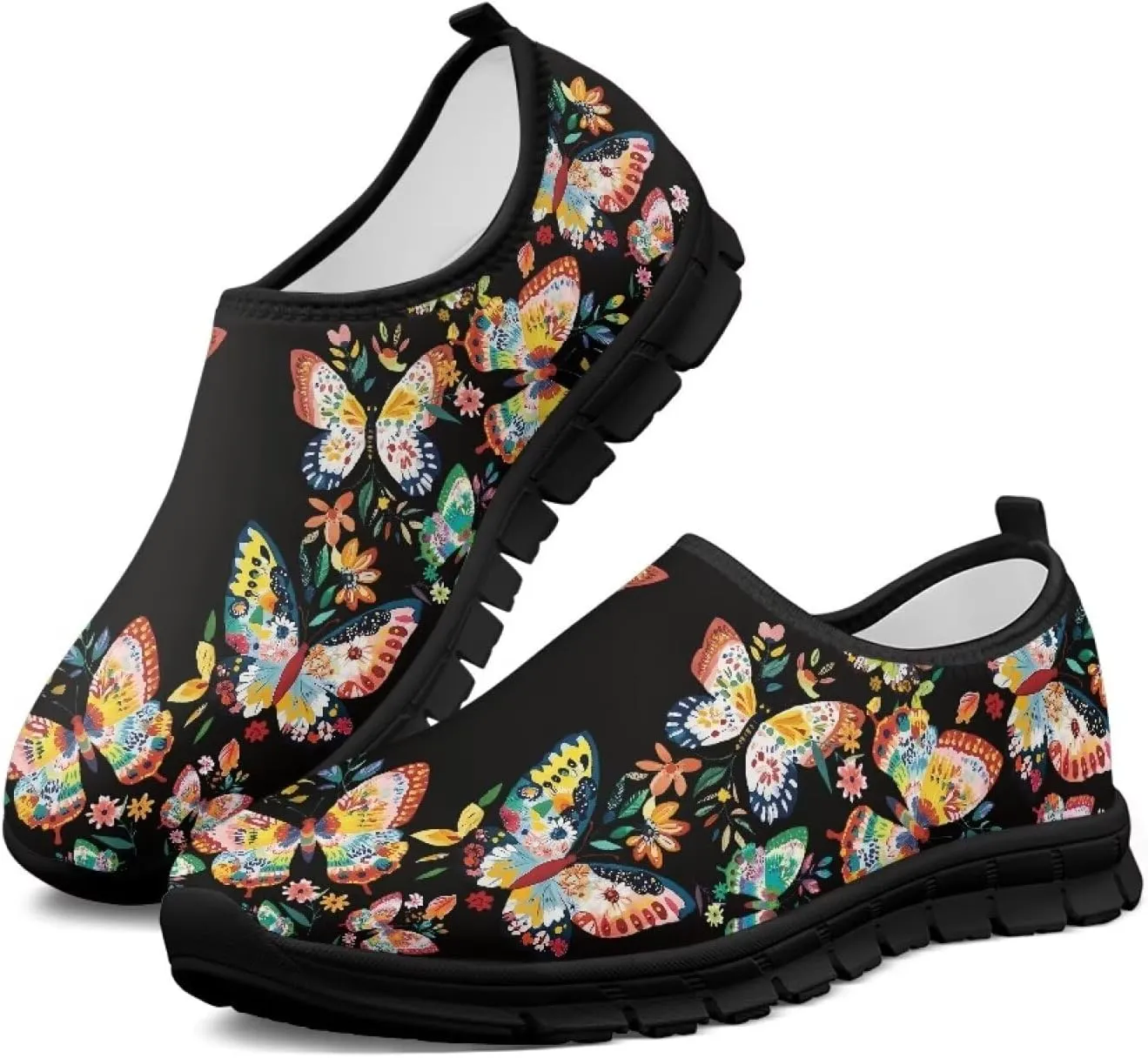 Women's Slip Ons Flat Lightweight Sneakers Walking Casual Loafers Comfortable Art Painted Travel Outdoor Shoes US Size 5.5-11.5