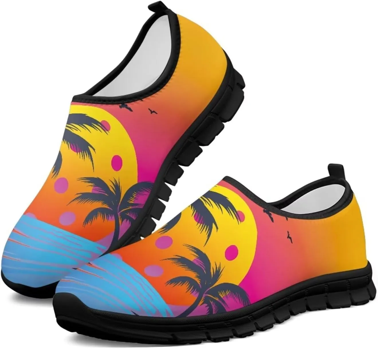 Women's Slip Ons Flat Lightweight Sneakers Walking Casual Loafers Comfortable Art Painted Travel Outdoor Shoes US Size 5.5-11.5