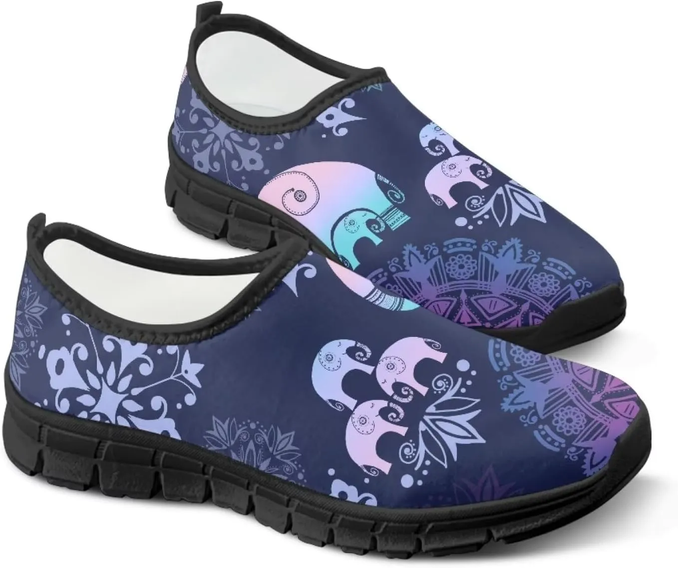 Women's Slip Ons Flat Lightweight Sneakers Walking Casual Loafers Comfortable Art Painted Travel Outdoor Shoes US Size 5.5-11.5