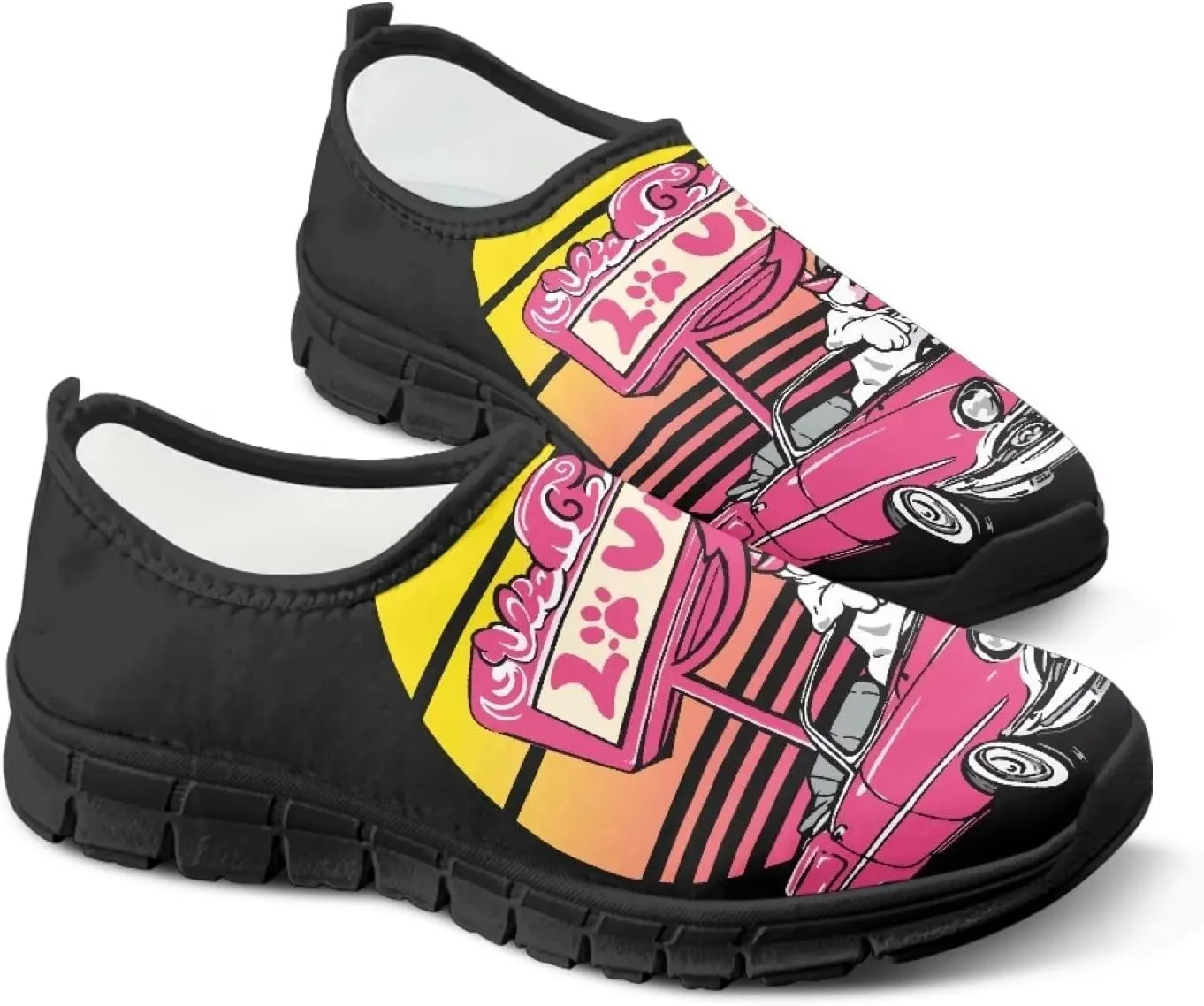 Women's Slip Ons Flat Lightweight Sneakers Walking Casual Loafers Comfortable Art Painted Travel Outdoor Shoes US Size 5.5-11.5