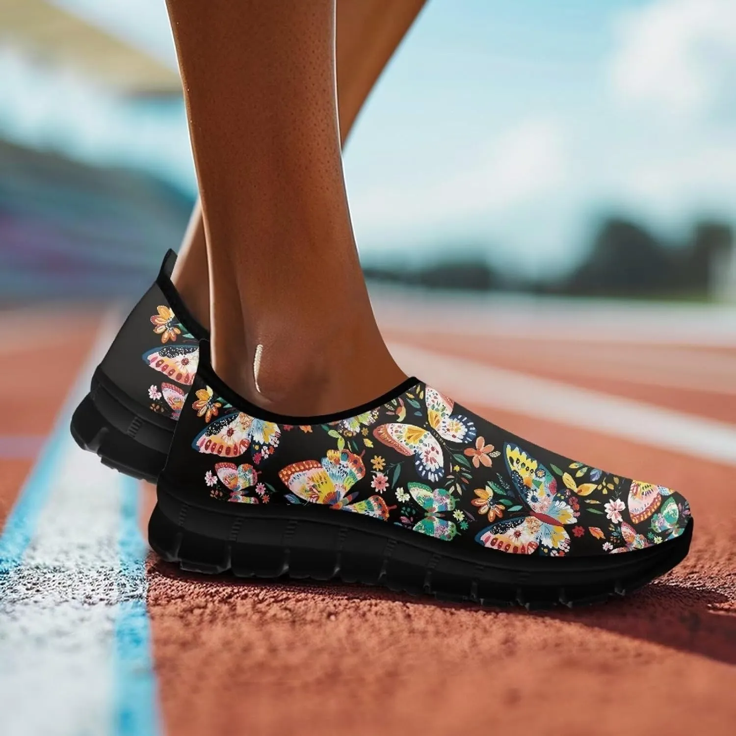 Women's Slip Ons Flat Lightweight Sneakers Walking Casual Loafers Comfortable Art Painted Travel Outdoor Shoes US Size 5.5-11.5