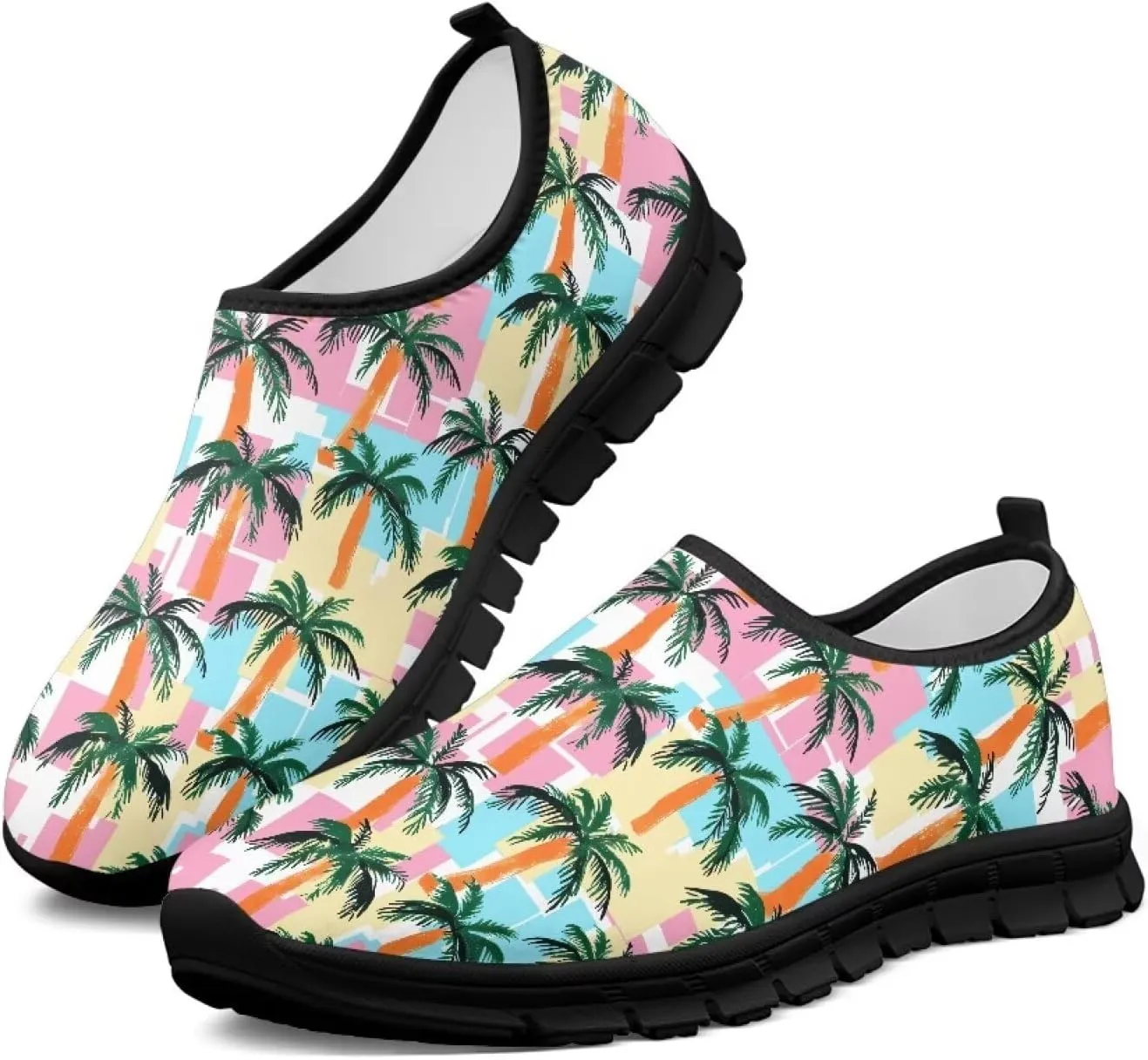 Women's Slip Ons Flat Lightweight Sneakers Walking Casual Loafers Comfortable Art Painted Travel Outdoor Shoes US Size 5.5-11.5
