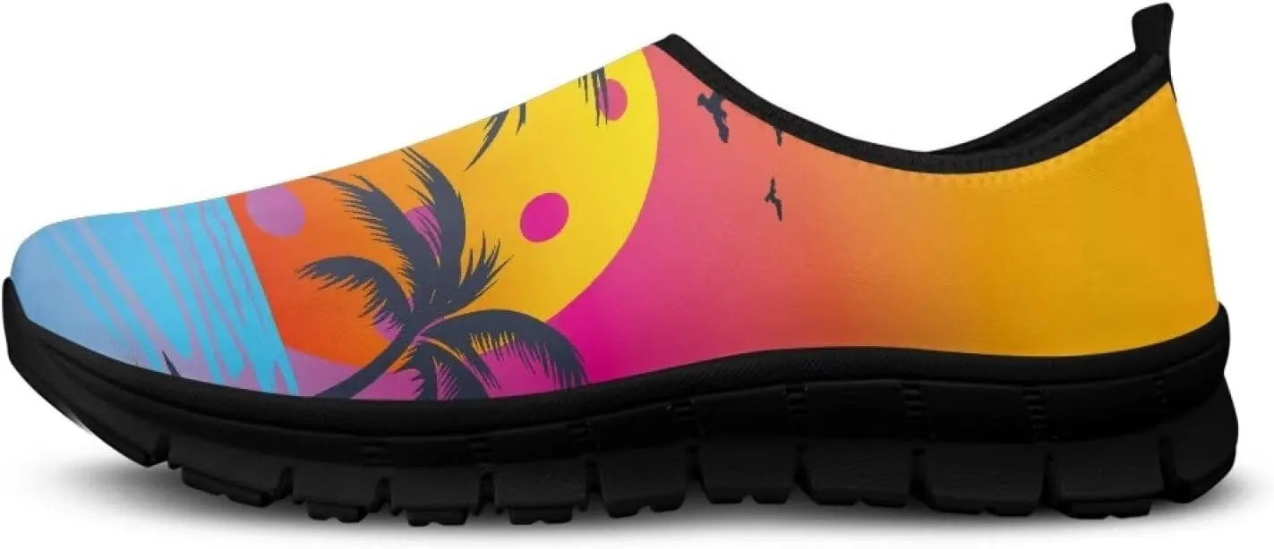 Women's Slip Ons Flat Lightweight Sneakers Walking Casual Loafers Comfortable Art Painted Travel Outdoor Shoes US Size 5.5-11.5