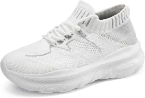 Women's Spring and Summer Fashion Solid Color Mesh Lace Up Sneakers Casual Comfortable Easy Walking Shoes Women