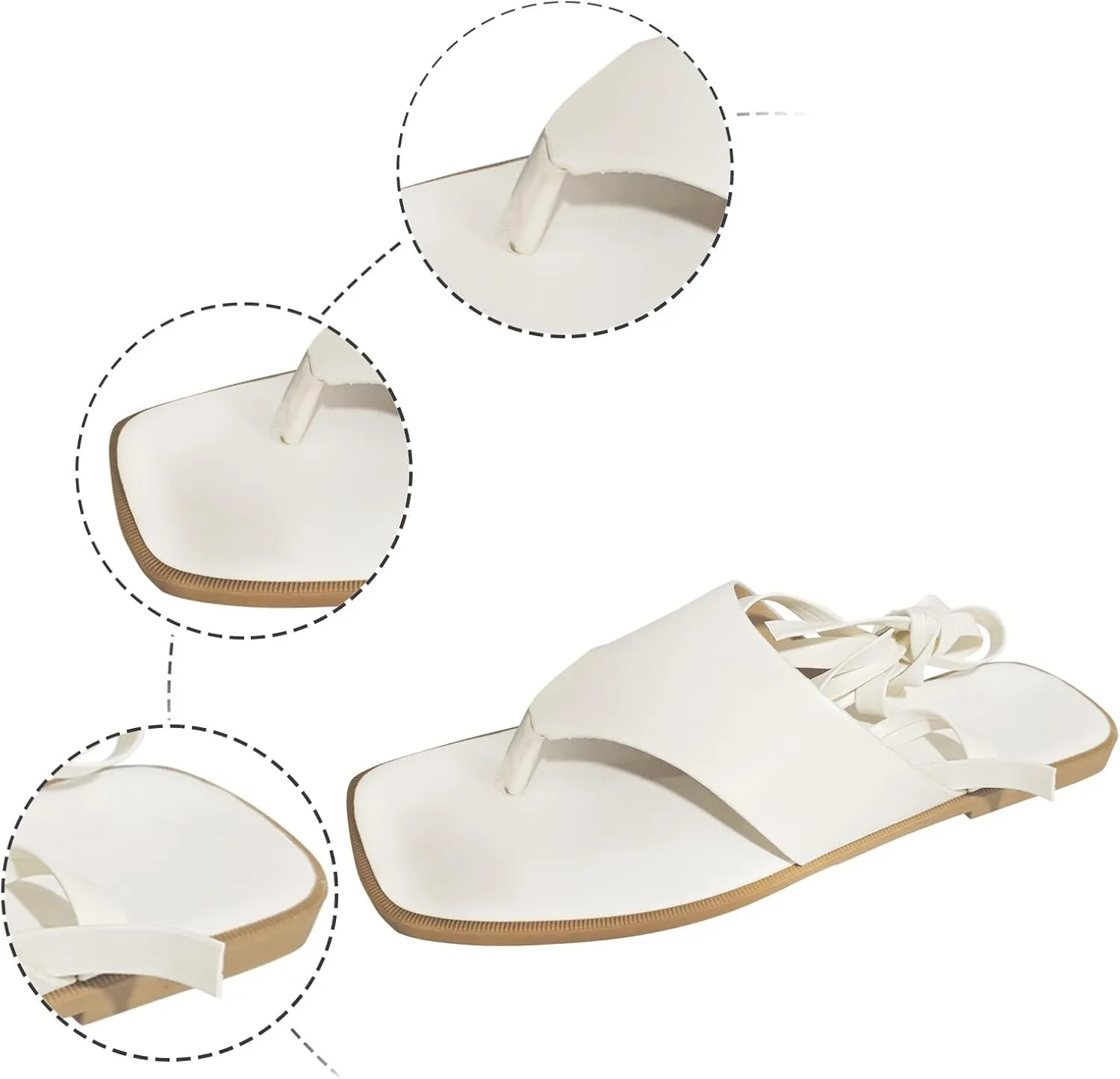 Women's Summer Fashion Clip Toe Leather White Strappy Sandals Casual Comfortable Chunky Platform Wedge Sandals