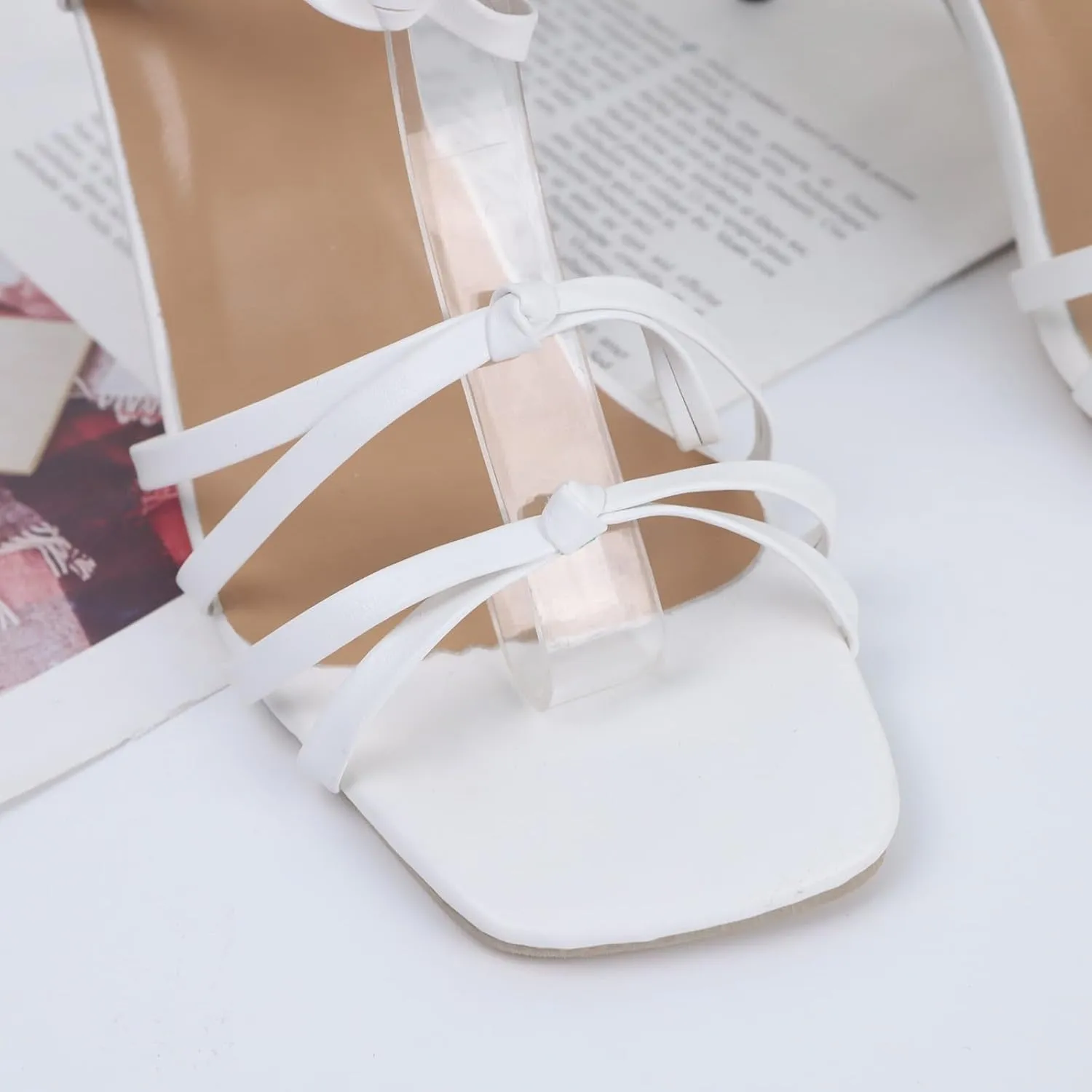 Women's Versatile Heel Sandals Sexy High Squared Heels Strap Sandals Summer Stilettos Rose Rhinestone Sandals for Women