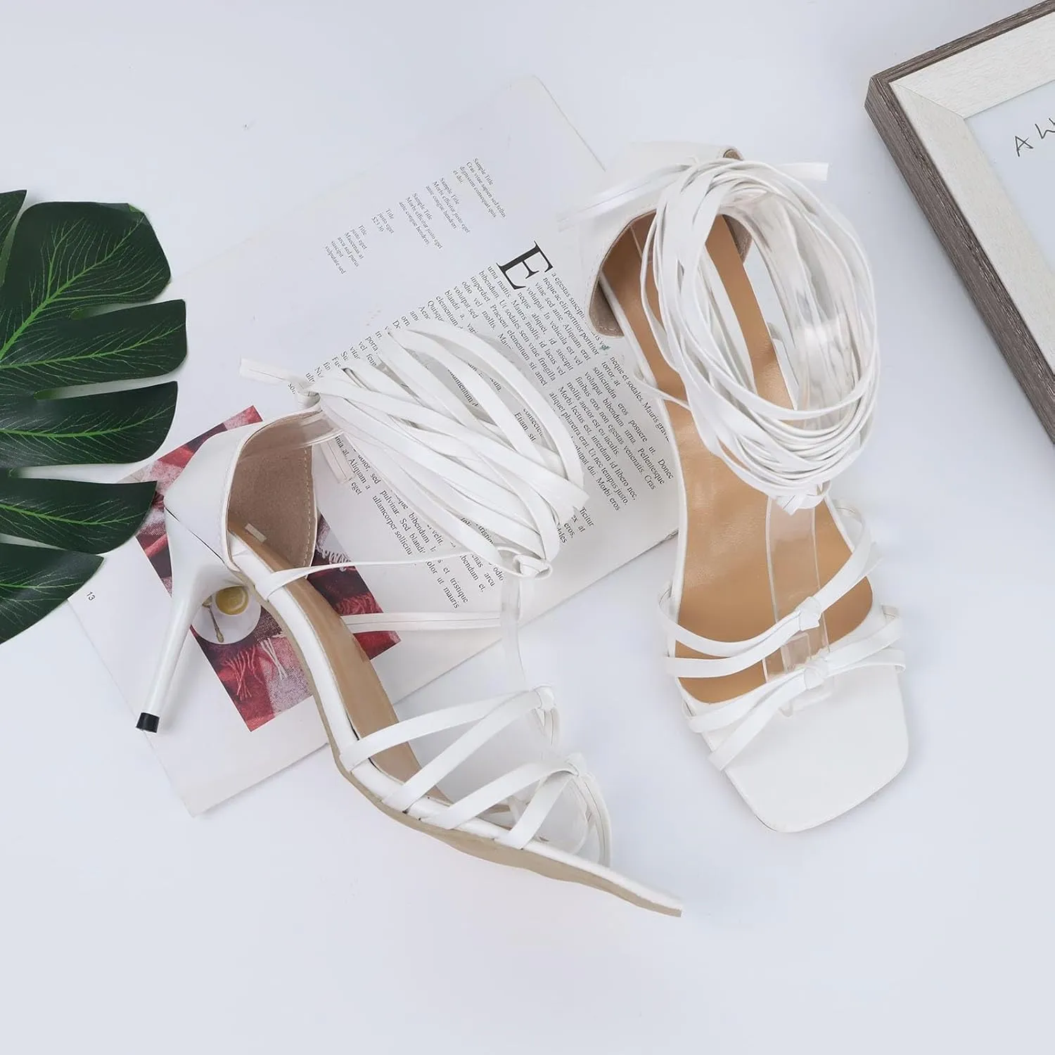 Women's Versatile Heel Sandals Sexy High Squared Heels Strap Sandals Summer Stilettos Rose Rhinestone Sandals for Women