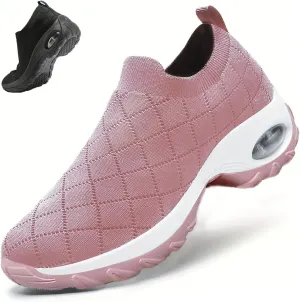 Women's Walking Mesh Air Cushion Sock Sneakers Slip Ons Comfortable Light Arch Support Platform Loafers Lady Girls Casual Nurse Easy Easy Work Shoes