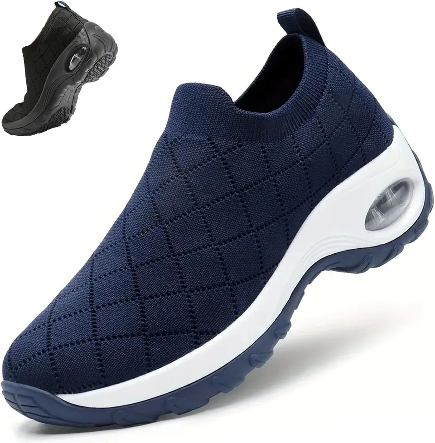 Women's Walking Mesh Air Cushion Sock Sneakers Slip Ons Comfortable Light Arch Support Platform Loafers Lady Girls Casual Nurse Easy Easy Work Shoes
