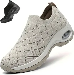 Women's Walking Mesh Air Cushion Sock Sneakers Slip Ons Comfortable Light Arch Support Platform Loafers Lady Girls Casual Nurse Easy Easy Work Shoes