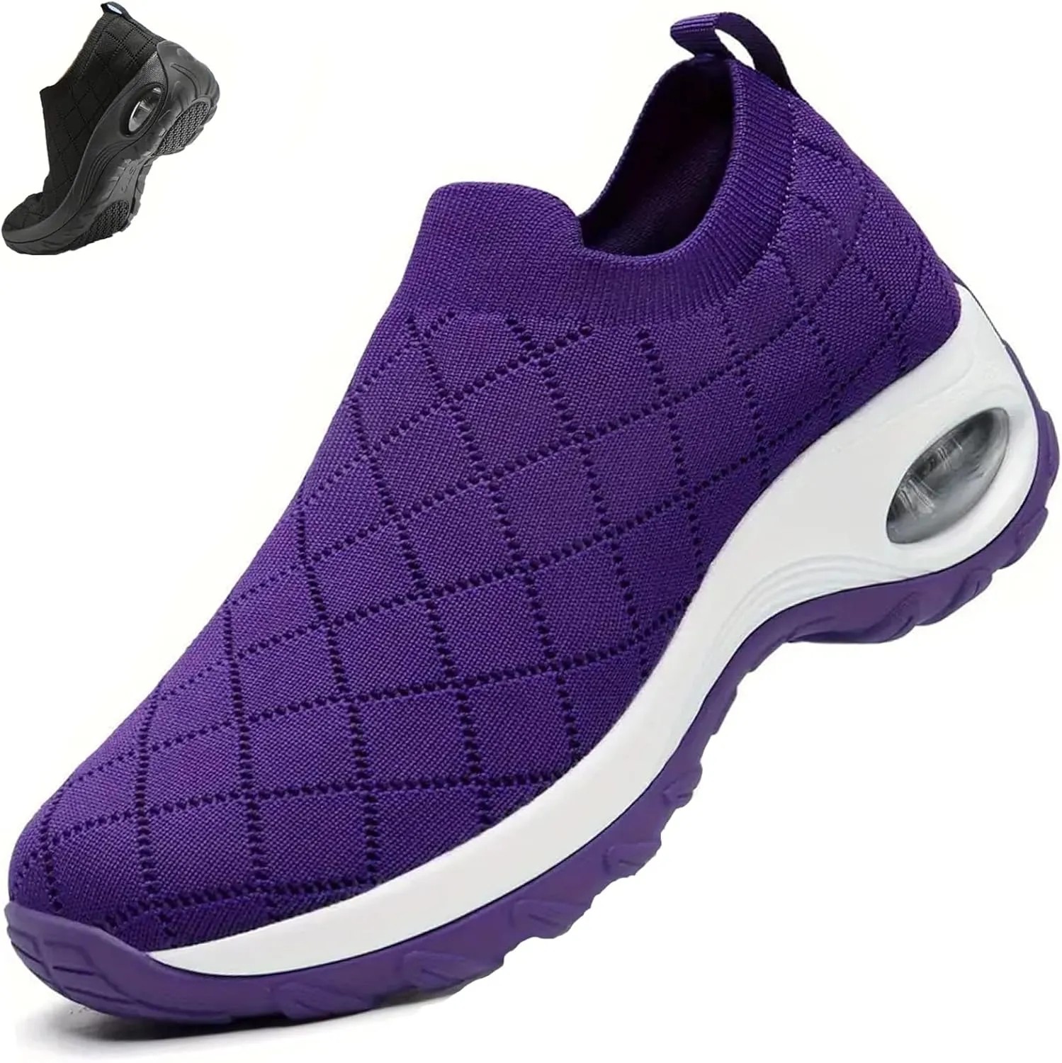 Women's Walking Mesh Air Cushion Sock Sneakers Slip Ons Comfortable Light Arch Support Platform Loafers Lady Girls Casual Nurse Easy Easy Work Shoes