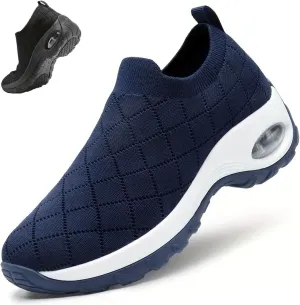 Women's Walking Mesh Air Cushion Sock Sneakers Slip Ons Comfortable Light Arch Support Platform Loafers Lady Girls Casual Nurse Easy Easy Work Shoes