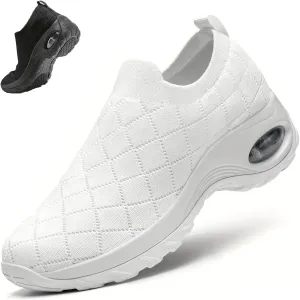 Women's Walking Mesh Air Cushion Sock Sneakers Slip Ons Comfortable Light Arch Support Platform Loafers Lady Girls Casual Nurse Easy Easy Work Shoes