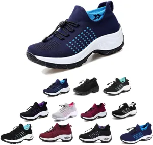 Women's Walking Shoes Sock Sneakers - Mesh Orthopedic Slip on Trainers Lady Modern Easy Shoes Platform Loafers