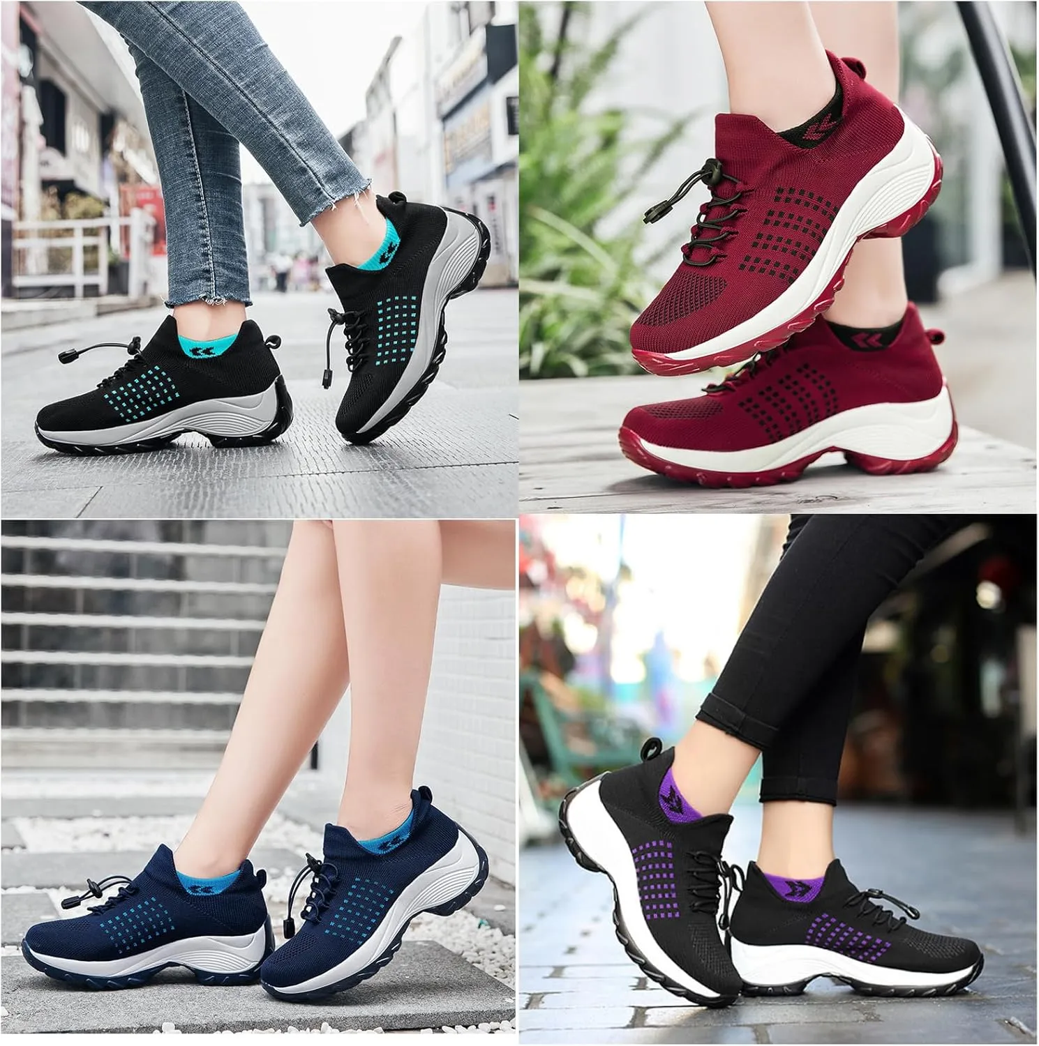Women's Walking Shoes Sock Sneakers - Mesh Orthopedic Slip on Trainers Lady Modern Easy Shoes Platform Loafers