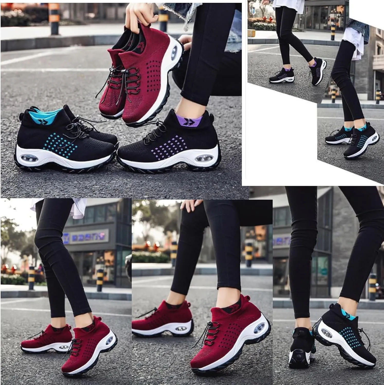 Women's Walking Shoes Sock Sneakers - Mesh Orthopedic Slip on Trainers Lady Modern Easy Shoes Platform Loafers