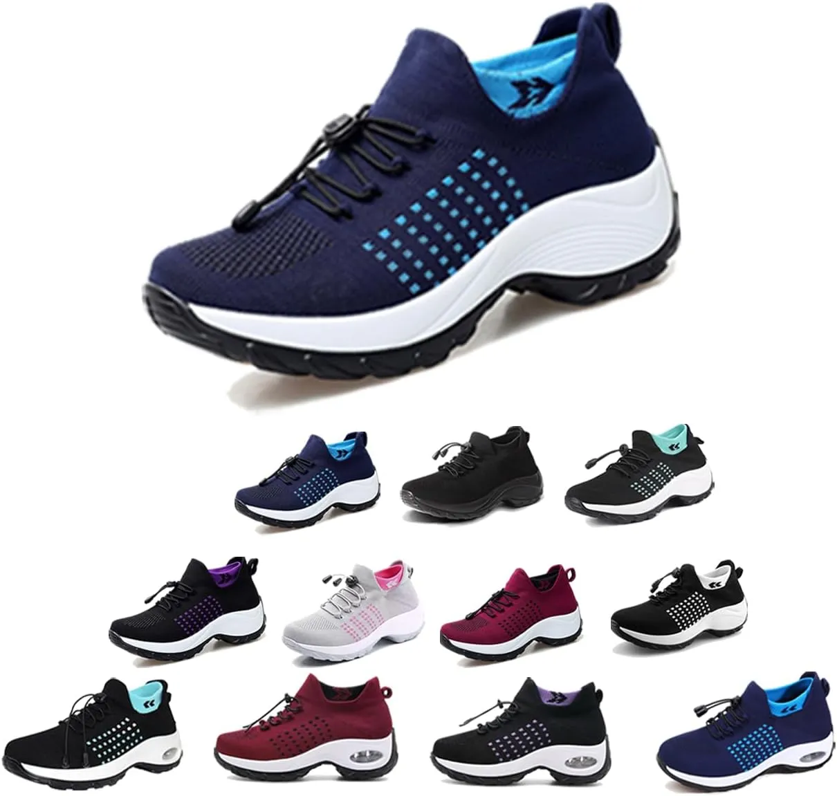 Women's Walking Shoes Sock Sneakers - Mesh Orthopedic Slip on Trainers Lady Modern Easy Shoes Platform Loafers