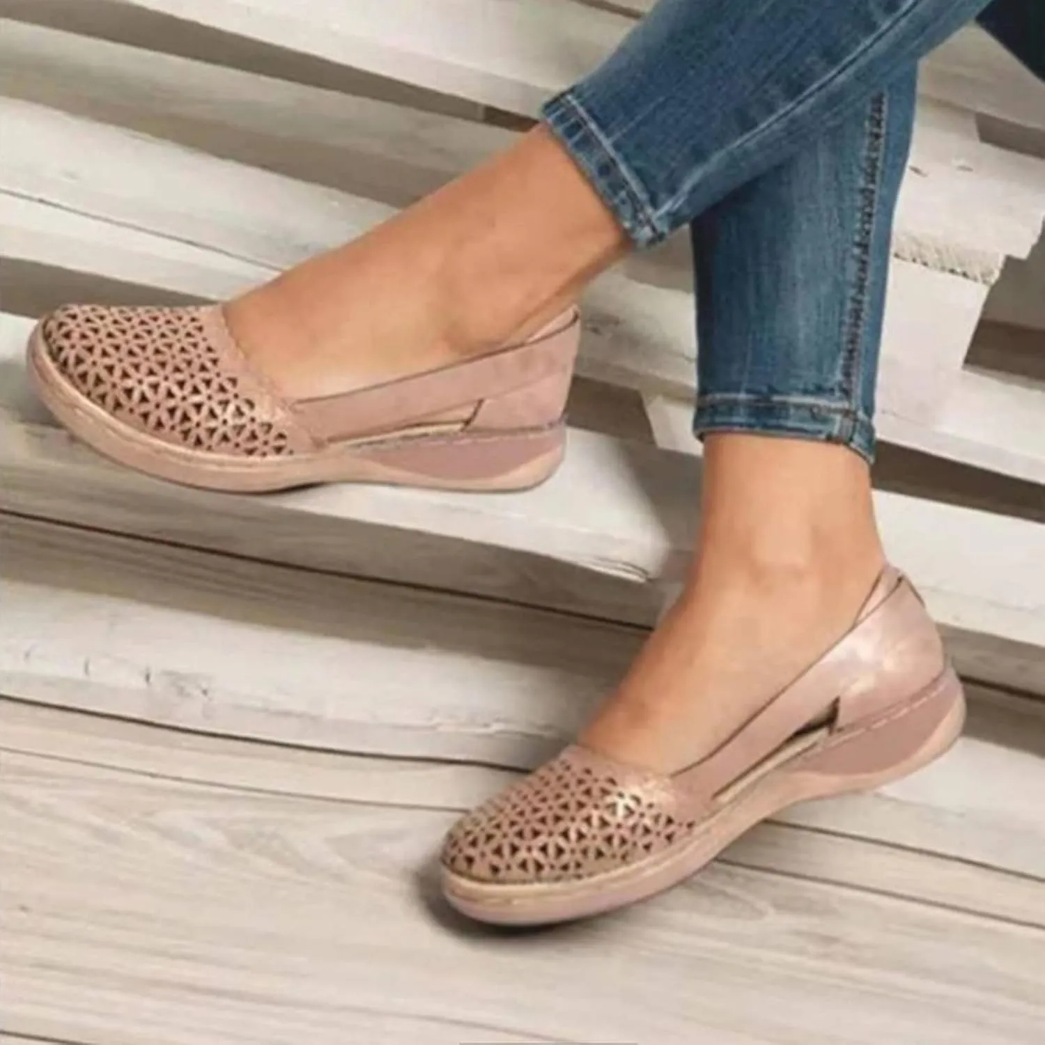 Women's Wedges Orthopedic Sandals Casual Beach Shoes Closed Toe Round Toe Hollowed Out Comfy Breathable Sandals