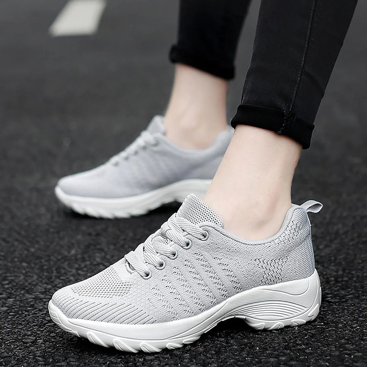 ZSpzx Comfy Sneakers for Women Arch Support Breathable Mesh Knit Air Cushioned Walking Casual Shoes Non Slip Jogging Tennis Sneaker Plantar Fasciitis Sneaker Fashionable Mesh Ladies Footwear
