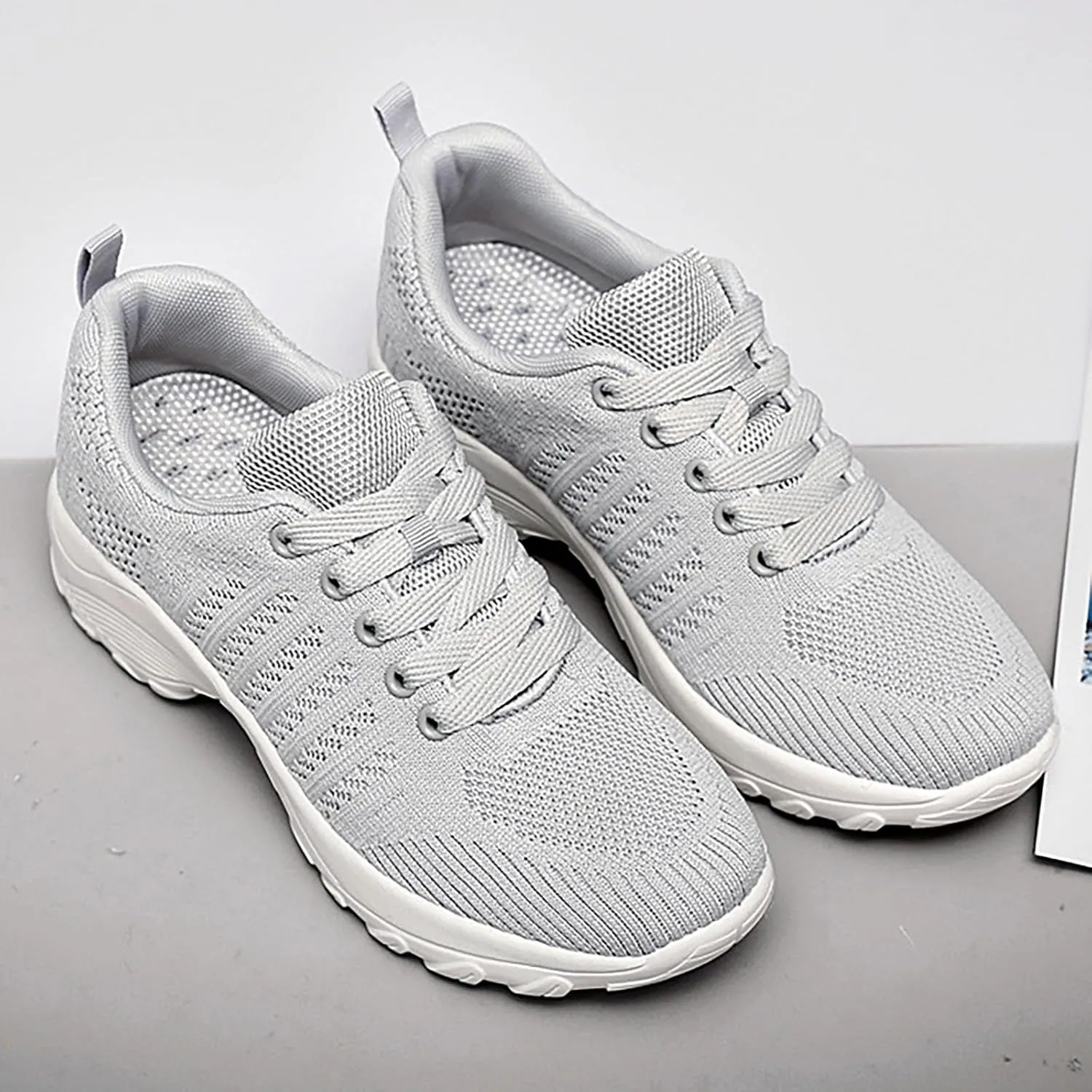 ZSpzx Comfy Sneakers for Women Arch Support Breathable Mesh Knit Air Cushioned Walking Casual Shoes Non Slip Jogging Tennis Sneaker Plantar Fasciitis Sneaker Fashionable Mesh Ladies Footwear