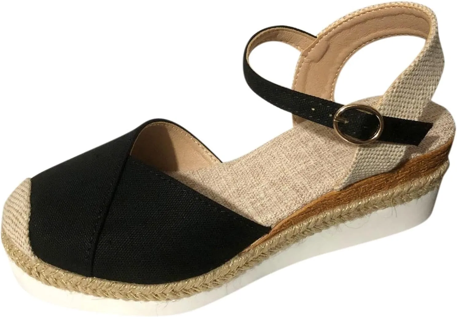 ZWRXW Orthopedic Platform Wedge Sandals for Women Arch Support Closed Toe Platform Sandals Dressy Summer Buckle Ankle Strap Espadrilles Wedge Sandals Comfortable Outdoor Shoes