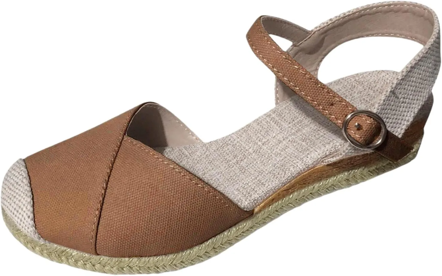 ZWRXW Orthopedic Platform Wedge Sandals for Women Arch Support Closed Toe Platform Sandals Dressy Summer Buckle Ankle Strap Espadrilles Wedge Sandals Comfortable Outdoor Shoes